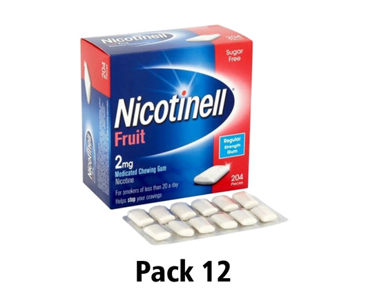 Nicotinell Fruit Gum 2mg 204 Pieces Expiry 02-2026 PACK 12