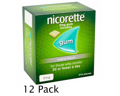 Nicorette Original Flavour Gum 2mg 210 Pieces Expiry 2027  Pack 12