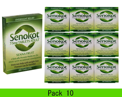 Senokot 7.5mg Tablets Adults - 20 Tablets x 10 Box Expiry 12-2026