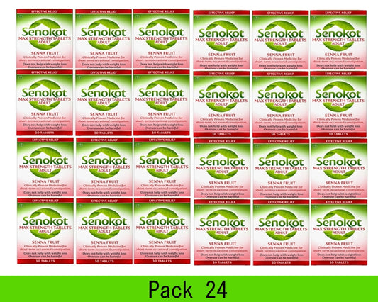 Senokot Max Strength Tablets Adults - 10 Tablets 24 Pack Expiry April 2026