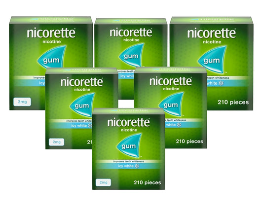 Nicorette Icy White Gum 2mg 210 Pieces Pack 6 Expiry 2027