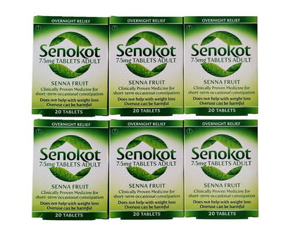 Senokot 7.5mg Tablets Adults - 20 Tablets (Pack 6 Total 60 Tablets) 12-2026